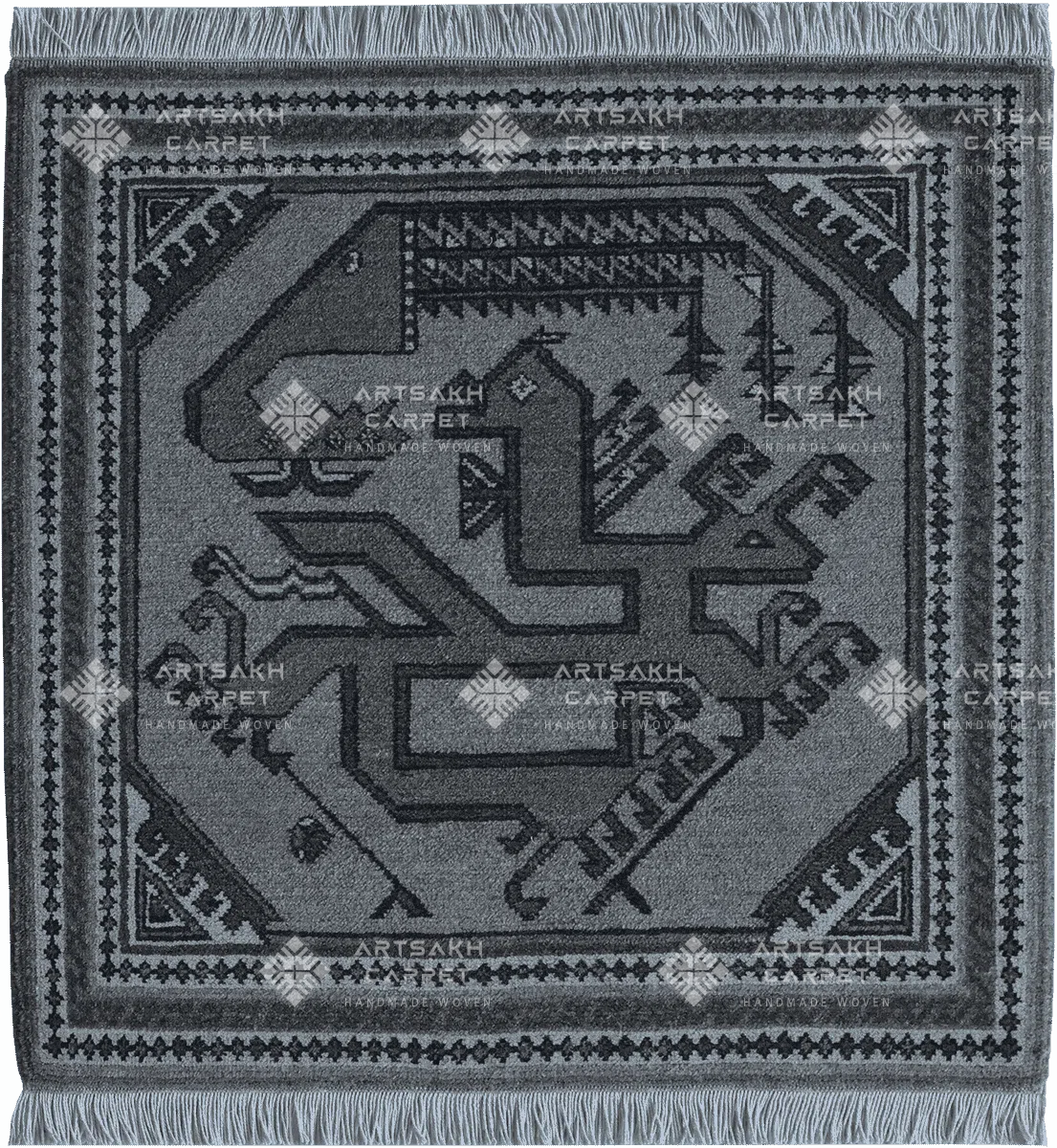 Armenian traditional carpet A fight between a phoenix and a dragon