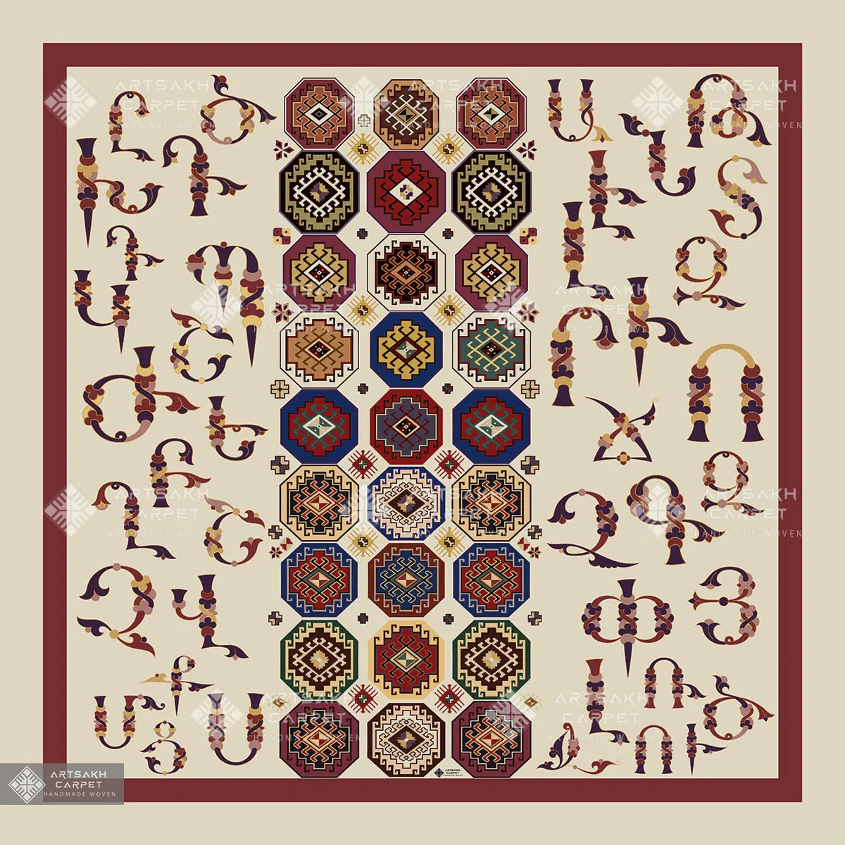 Шелковый платок: Армянские древние расписные буквы