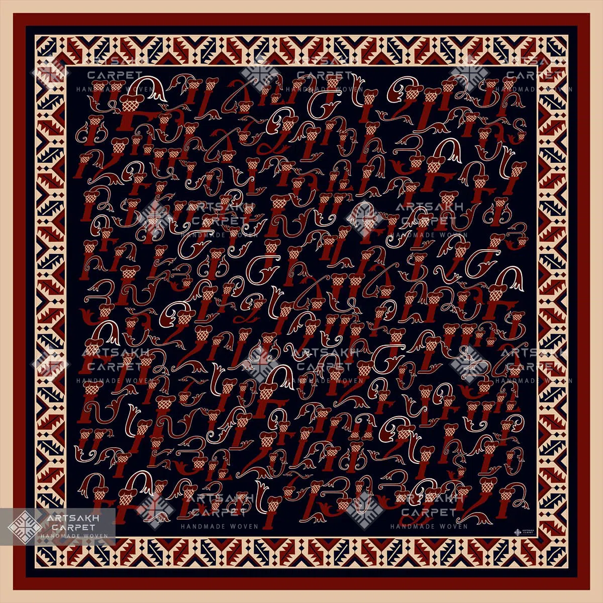 Silk scarf Armenian ancient painted